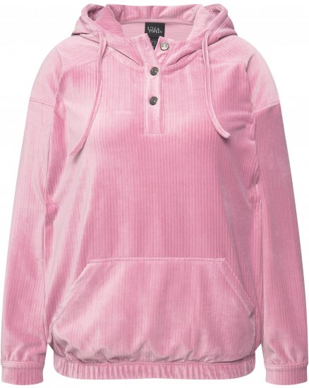 Ulla Popken Corduroy Hoodie Raspberry - Hettegensere og collegegensere - 