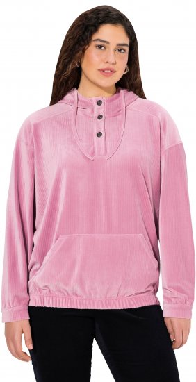 Ulla Popken Corduroy Hoodie Raspberry - Hettegensere og collegegensere - 