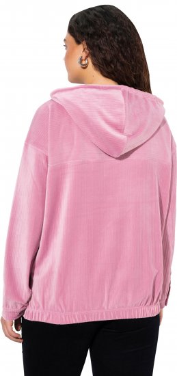 Ulla Popken Corduroy Hoodie Raspberry - Hettegensere og collegegensere - 