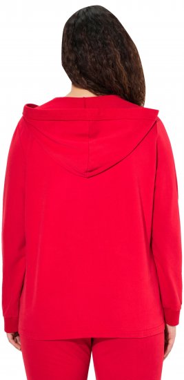 Ulla Popken Plunge Neck Long Sleeve Hoodie Salsa Red - Hettegensere og collegegensere - 