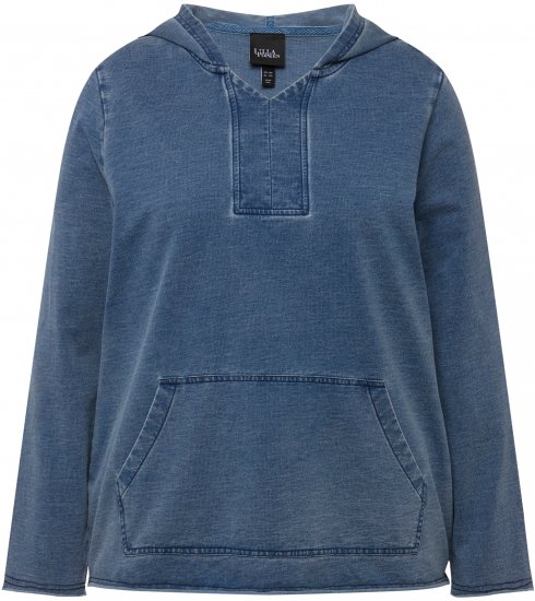 Ulla Popken Raw Hem Long Sleeve Hoodie Night Blue - Hettegensere og collegegensere - Myke gensere, hettegensere og strikk