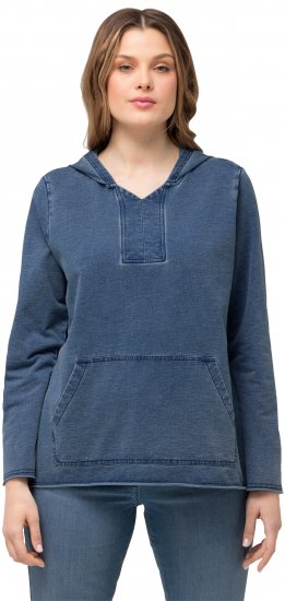 Ulla Popken Raw Hem Long Sleeve Hoodie Night Blue - Hettegensere og collegegensere - Myke gensere, hettegensere og strikk