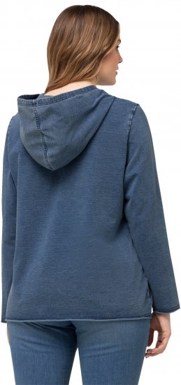 Ulla Popken Raw Hem Long Sleeve Hoodie Night Blue - Hettegensere og collegegensere - Myke gensere, hettegensere og strikk
