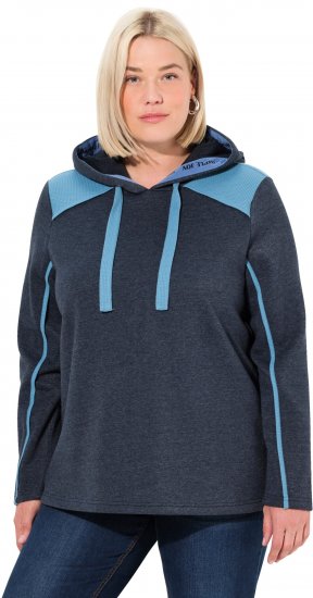 Ulla Popken Waffle Pique Contrast Color Hoodie Navy - Hettegensere og collegegensere - Myke gensere, hettegensere og strikk