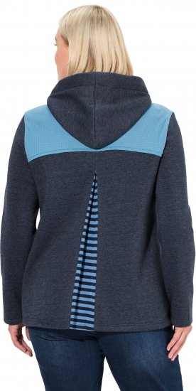Ulla Popken Waffle Pique Contrast Color Hoodie Navy - Hettegensere og collegegensere - Myke gensere, hettegensere og strikk
