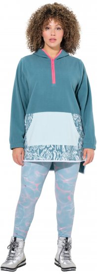 Ulla Popken Floral Detail Fleece Hoodie Ice Green - Hettegensere og collegegensere - 