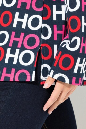 Ulla Popken Ho Ho Ho Lettering Hooded Sweatshirt Navy - Hettegensere og collegegensere - Myke gensere, hettegensere og strikk