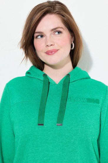 Ulla Popken Lettering GLOWING Hoodie Moss Green - Hettegensere og collegegensere - Myke gensere, hettegensere og strikk