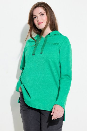 Ulla Popken Lettering GLOWING Hoodie Moss Green - Hettegensere og collegegensere - Myke gensere, hettegensere og strikk