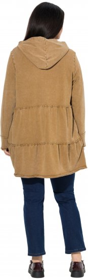 Ulla Popken Tiered Flounce Panel Zip Up Hoodie Mocha Brown - Hettegensere og collegegensere - 