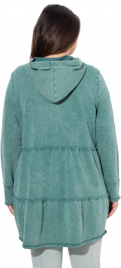 Ulla Popken Tiered Flounce Panel Zip Up Hoodie Green - Hettegensere og collegegensere - Myke gensere, hettegensere og strikk