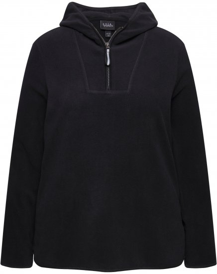 Ulla Popken Fleece Sweatshirt Hoodie Black - Hettegensere og collegegensere - 