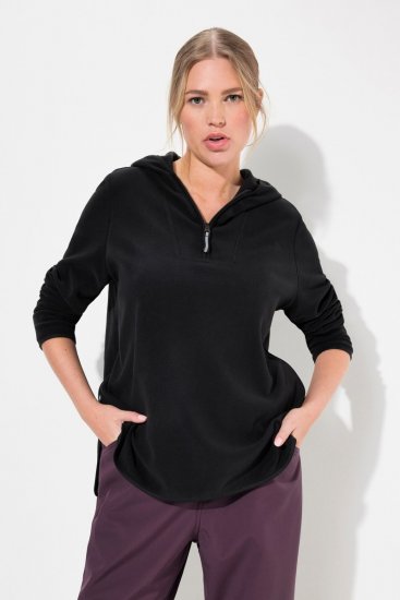 Ulla Popken Fleece Sweatshirt Hoodie Black - Hettegensere og collegegensere - Myke gensere, hettegensere og strikk
