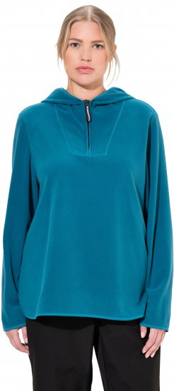 Ulla Popken Fleece Sweatshirt Hoodie Dark Petrol - Hettegensere og collegegensere - Myke gensere, hettegensere og strikk