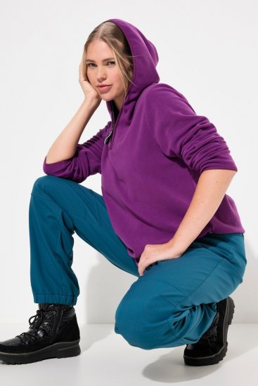 Ulla Popken Fleece Sweatshirt Hoodie Aubergine - Hettegensere og collegegensere - Myke gensere, hettegensere og strikk