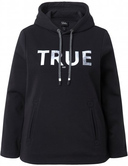 Ulla Popken TRUE Lettering Hoodie Black - Hettegensere og collegegensere - Myke gensere, hettegensere og strikk