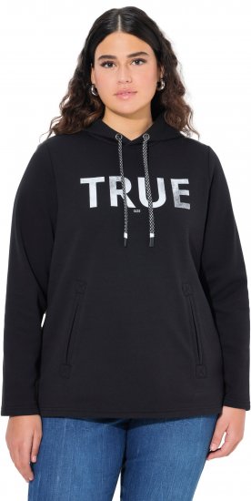 Ulla Popken TRUE Lettering Hoodie Black - Hettegensere og collegegensere - Myke gensere, hettegensere og strikk