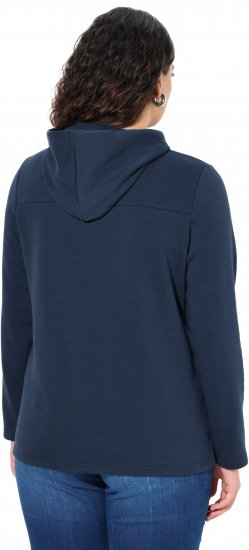 Ulla Popken TRUE Lettering Hoodie Navy Blue - Hettegensere og collegegensere - Myke gensere, hettegensere og strikk