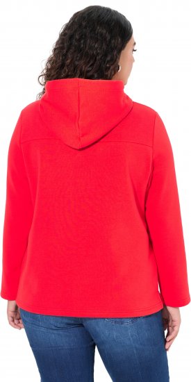 Ulla Popken TRUE Lettering Hoodie Neon Red - Hettegensere og collegegensere - 