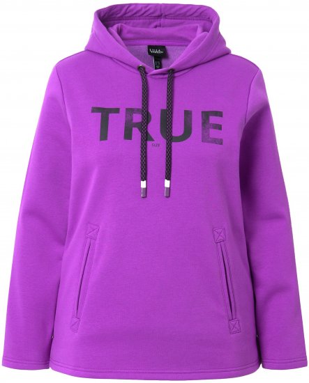Ulla Popken TRUE Lettering Hoodie Neon Red - Hettegensere og collegegensere - 