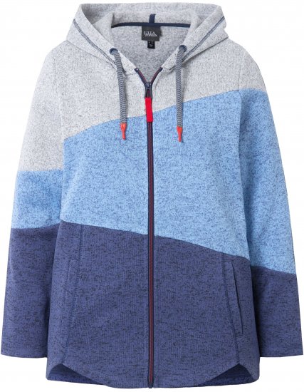 Ulla Popken Color Block Fleece-Lined Hoodie Atlantic Blue - Hettegensere og collegegensere - Myke gensere, hettegensere og strikk