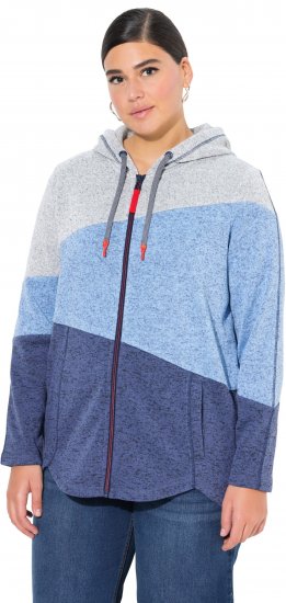 Ulla Popken Color Block Fleece-Lined Hoodie Atlantic Blue - Hettegensere og collegegensere - Myke gensere, hettegensere og strikk