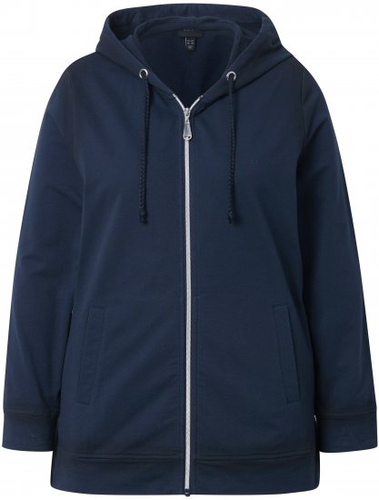 Ulla Popken Decorative Seam Zip-Up Hoodie Navy - Hettegensere og collegegensere - Myke gensere, hettegensere og strikk