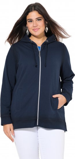 Ulla Popken Decorative Seam Zip-Up Hoodie Navy - Hettegensere og collegegensere - Myke gensere, hettegensere og strikk