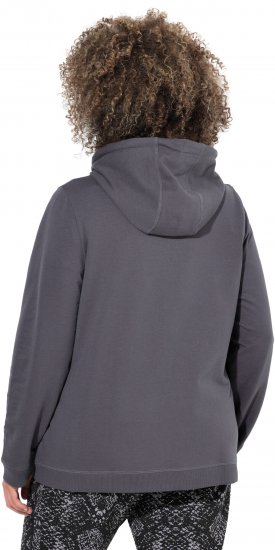 Ulla Popken Snake Detail Zip-Up Hoodie Graphite Grey - Hettegensere og collegegensere - Myke gensere, hettegensere og strikk