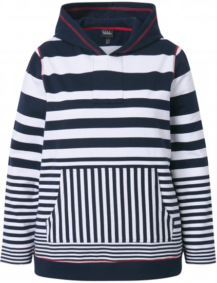 Ulla Popken Oversized Striped Long Sleeve Hoodie Ink Blue - Hettegensere og collegegensere - 