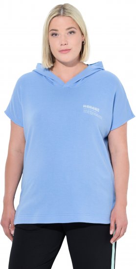 Ulla Popken Quick Drying Short Sleeve Hoodie Light Blue - Hettegensere og collegegensere - 