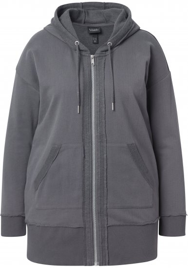 Ulla Popken Decorative Seam Zip-Up Hoodie Graphite Grey - Hettegensere og collegegensere - Myke gensere, hettegensere og strikk