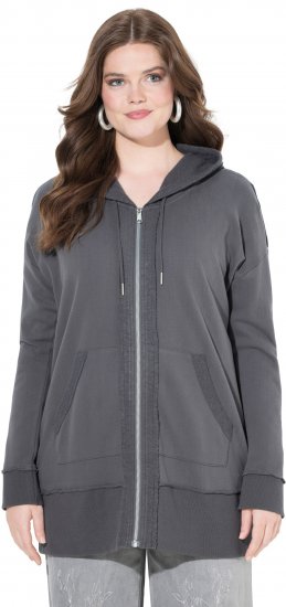 Ulla Popken Decorative Seam Zip-Up Hoodie Graphite Grey - Hettegensere og collegegensere - Myke gensere, hettegensere og strikk