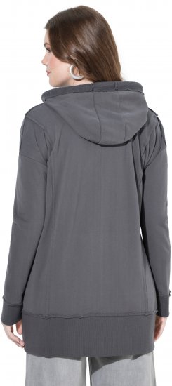 Ulla Popken Decorative Seam Zip-Up Hoodie Graphite Grey - Hettegensere og collegegensere - Myke gensere, hettegensere og strikk