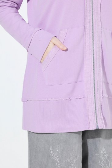 Ulla Popken Decorative Seam Zip-Up Hoodie Lavender - Hettegensere og collegegensere - Myke gensere, hettegensere og strikk
