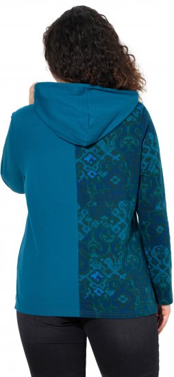 Ulla Popken Split Print LOVE Hoodie Teal - Hettegensere og collegegensere - 