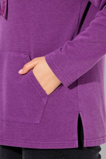 Ulla Popken Rhinestone Drawstring Moon Wash Hoodie Light Plum - Hettegensere og collegegensere - Myke gensere, hettegensere og strikk