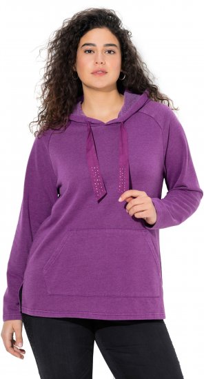 Ulla Popken Rhinestone Drawstring Moon Wash Hoodie Light Plum - Hettegensere og collegegensere - Myke gensere, hettegensere og strikk