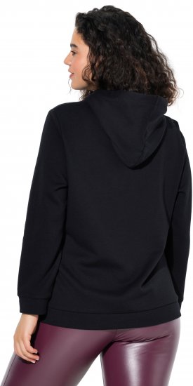 Ulla Popken Decorative Lace-Up Hoodie Black - Hettegensere og collegegensere - Myke gensere, hettegensere og strikk