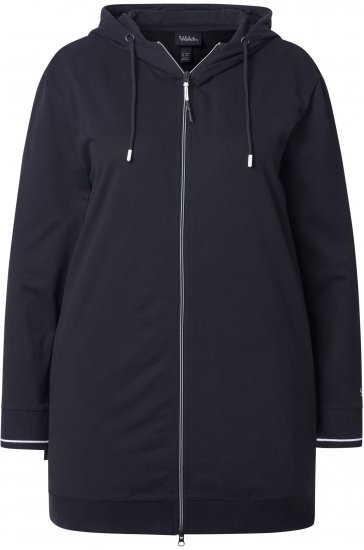 Ulla Popken Contrast Piping Zip-Up Hoodie Black - Hettegensere og collegegensere - Myke gensere, hettegensere og strikk