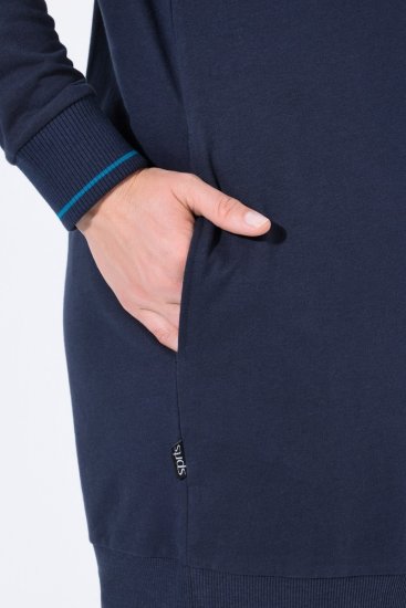 Ulla Popken Contrast Piping Zip-Up Hoodie Navy - Hettegensere og collegegensere - Myke gensere, hettegensere og strikk