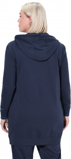 Ulla Popken Contrast Piping Zip-Up Hoodie Navy - Hettegensere og collegegensere - Myke gensere, hettegensere og strikk