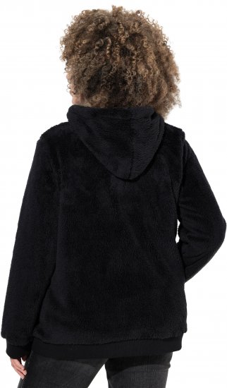Ulla Popken Teddy Fleece Zip-Up Hoodie Black - Hettegensere og collegegensere - Myke gensere, hettegensere og strikk