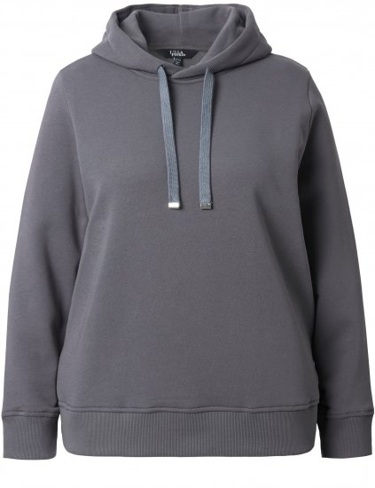 Ulla Popken Relaxed Fit Long Sleeve Hoodie Graphite Grey - Hettegensere og collegegensere - 