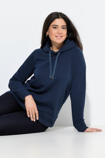Ulla Popken Relaxed Fit Long Sleeve Hoodie Navy - Hettegensere og collegegensere - Myke gensere, hettegensere og strikk