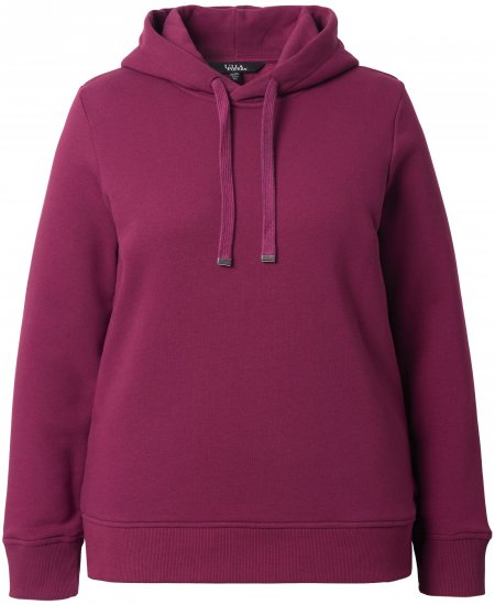 Ulla Popken Relaxed Fit Long Sleeve Hoodie Dark Berry - Hettegensere og collegegensere - Myke gensere, hettegensere og strikk