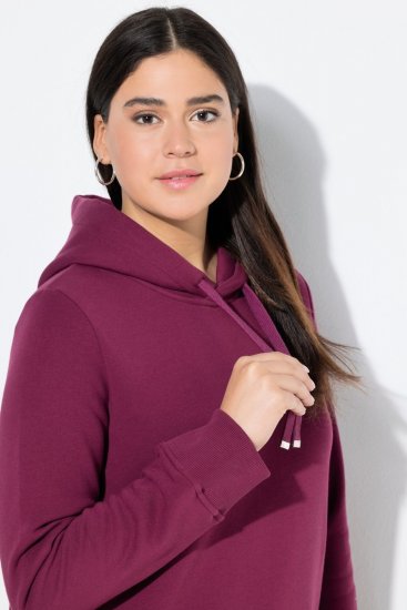 Ulla Popken Relaxed Fit Long Sleeve Hoodie Dark Berry - Hettegensere og collegegensere - Myke gensere, hettegensere og strikk