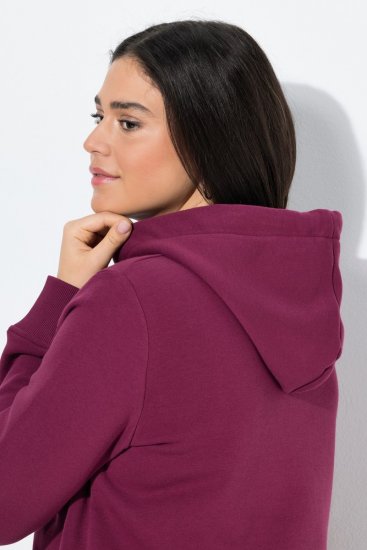Ulla Popken Relaxed Fit Long Sleeve Hoodie Dark Berry - Hettegensere og collegegensere - Myke gensere, hettegensere og strikk