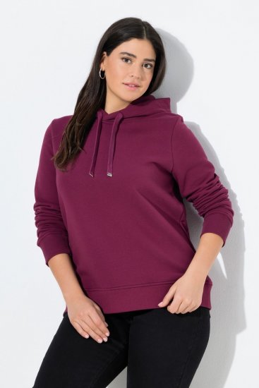 Ulla Popken Relaxed Fit Long Sleeve Hoodie Dark Berry - Hettegensere og collegegensere - Myke gensere, hettegensere og strikk