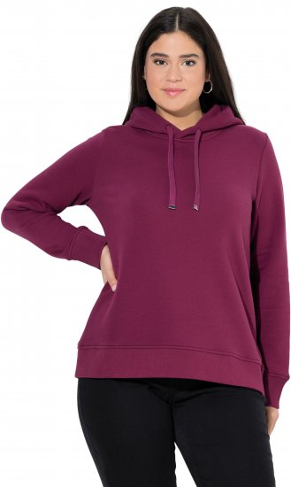 Ulla Popken Relaxed Fit Long Sleeve Hoodie Dark Berry - Hettegensere og collegegensere - Myke gensere, hettegensere og strikk